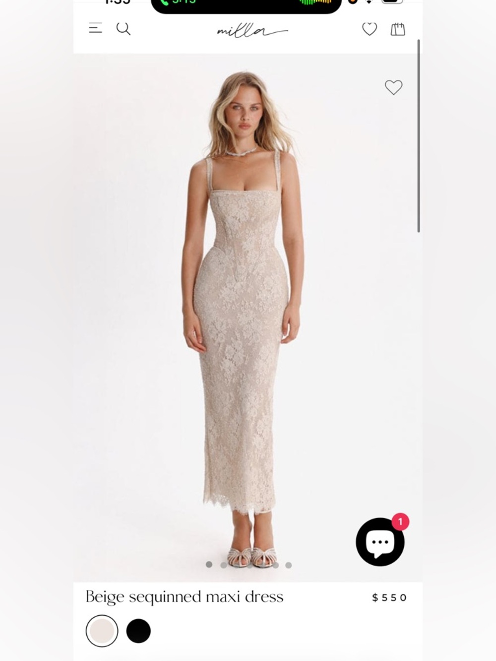 NWT | MILLA SZ 8 Beige sequinned maxi dress